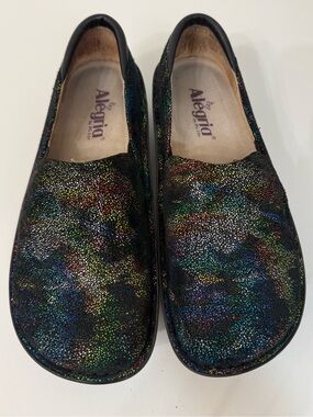 Alegria Black Debra 730 Black Multi Leather Professional Clog Shoe Women’s 38 8